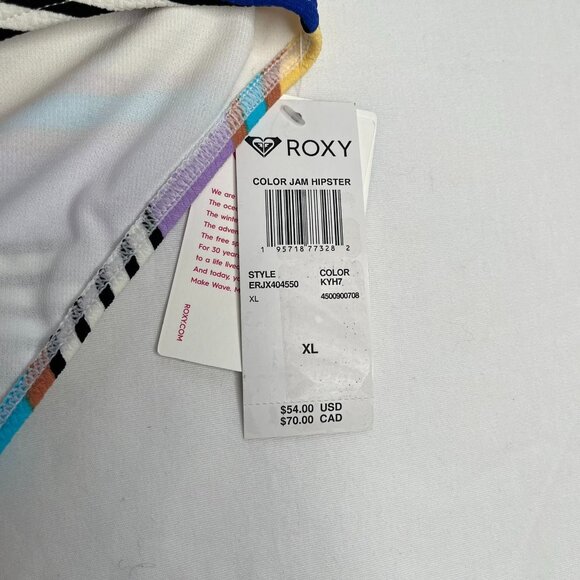 Roxy Womens Color Jam Striped Tank Top & Hipster Bikini Beach Swim Set XL - Picture 5 of 11